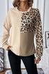 Leopard Colorblock Waffle Knit Top